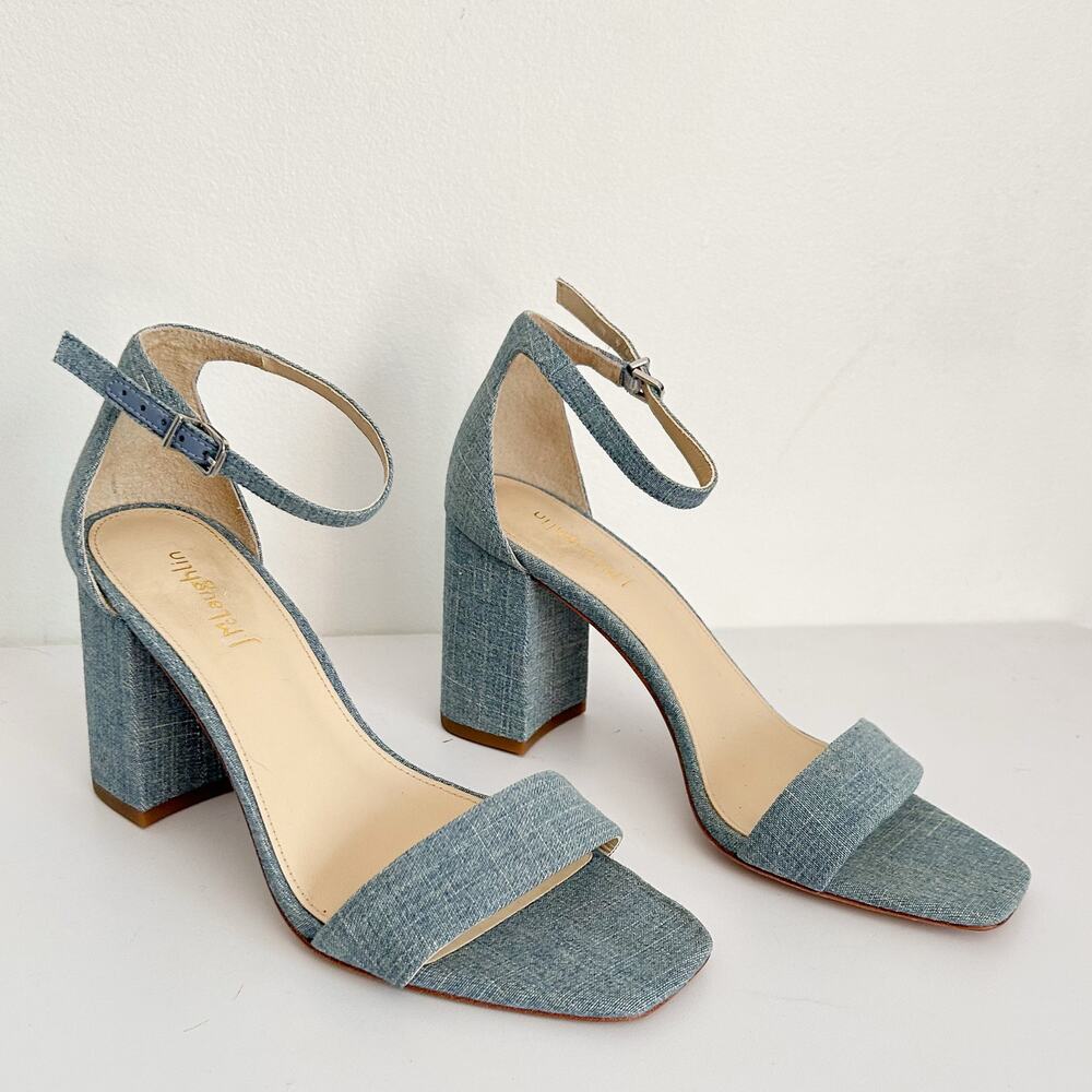 J. Mclaughlin Esme Denim Block Heels Blue Size 8.5 - Picture 4 of 7
